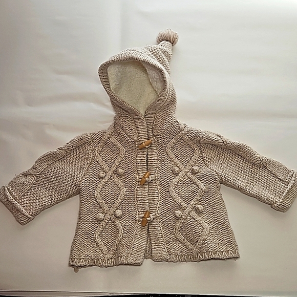 Zara Mini Collection Cable Knit Hoodie Sweater Size 1-3 Months - Picture 2 of 7
